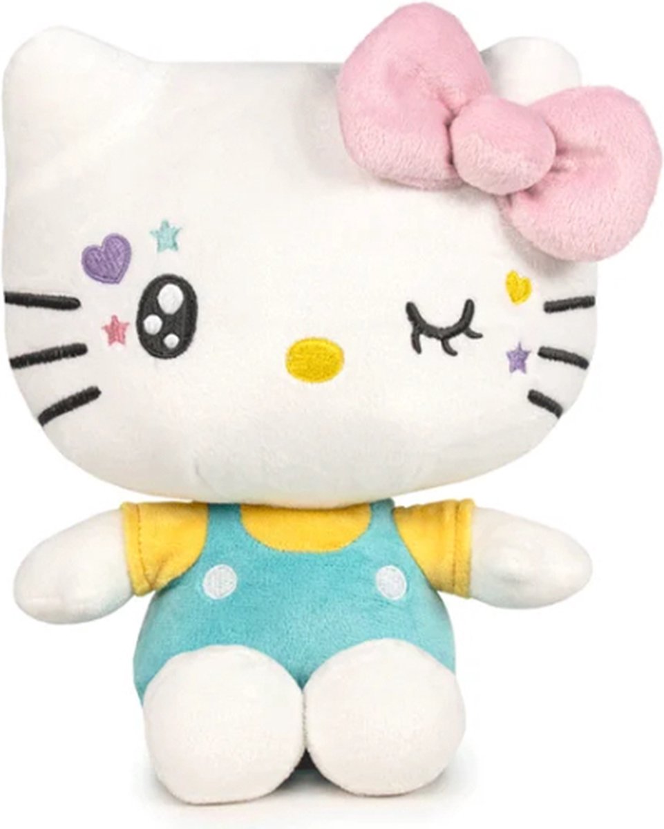 Hello Kitty In Our Eyes (Turquoise) Pluche Knuffel 17 cm {Speelgoed Knuffeldier Knuffelpop voor kinderen jongens meisjes | Hello Kity Kat Cat Plush Toy}